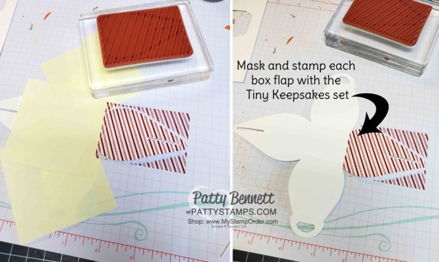 Mini Curvy Keepsakes treat box decorated for Christmas sweet treats. Stampin' UP! Holiday catalog 2019. Patty Bennett www.PattyStamps.com