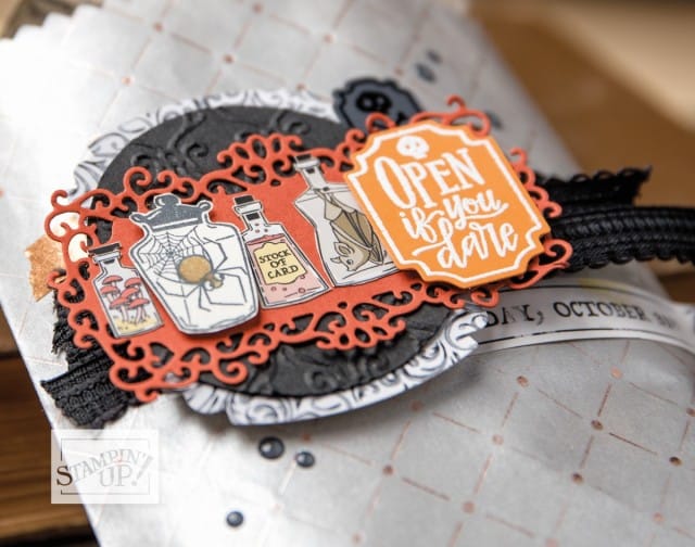 Stampin' UP! Halloween Monsterr Bash paper bags and Ornate dies for handmade treats, home decor and party favors!! Shop online www.PattyStamps.com