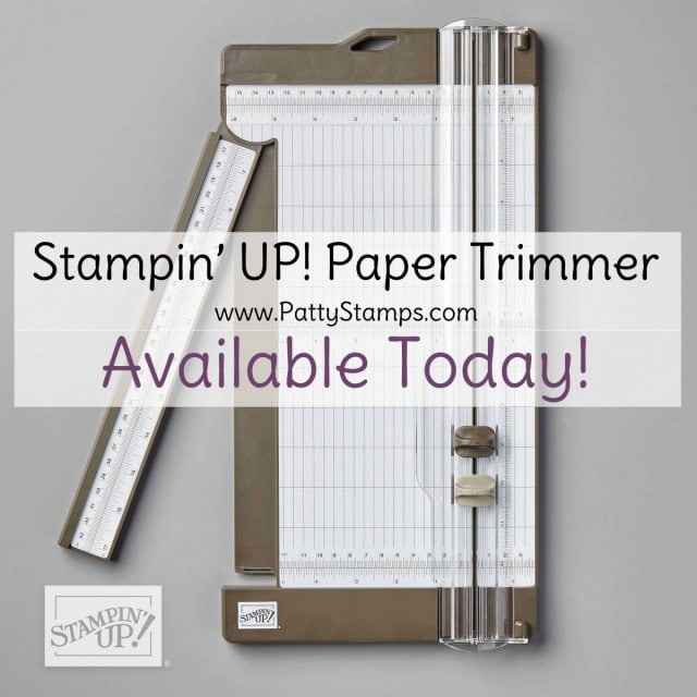Stampin' Up! Paper Trimmer is available in my online store. For DIY papercrafting projects with cardstock, designer paper and vellum. #152392 at www.MyStampOrder.com
