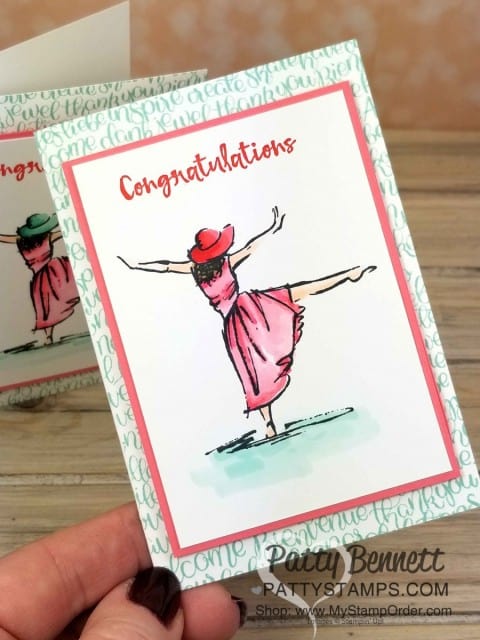 Congrats note card featuring Stampin' UP! Beautiful You set by Patty Bennett www.PattyStamps.com