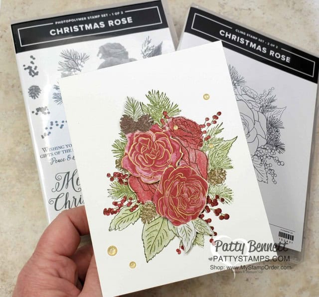 Christmastime is Here suite from Stampin Up Christmas Rose stamp set - Christmas Card idea by Patty Bennett www.PattyStamps.com