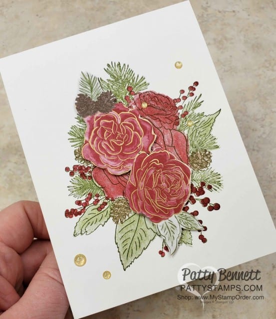 Christmastime is Here suite from Stampin Up Christmas Rose stamp set - Christmas Card idea by Patty Bennett www.PattyStamps.com