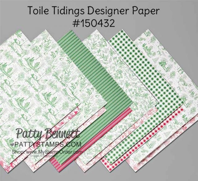 150432 Toile Tidings Stampin' UP! Holiday Catalog designer paper available from Patty Bennett at www.MyStampOrder.com