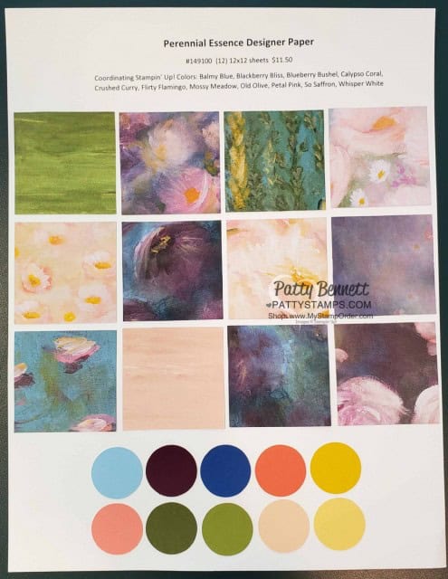 149100 Stampin Up Perennial Essence designer paper floral patterns www.PattyStamps.com