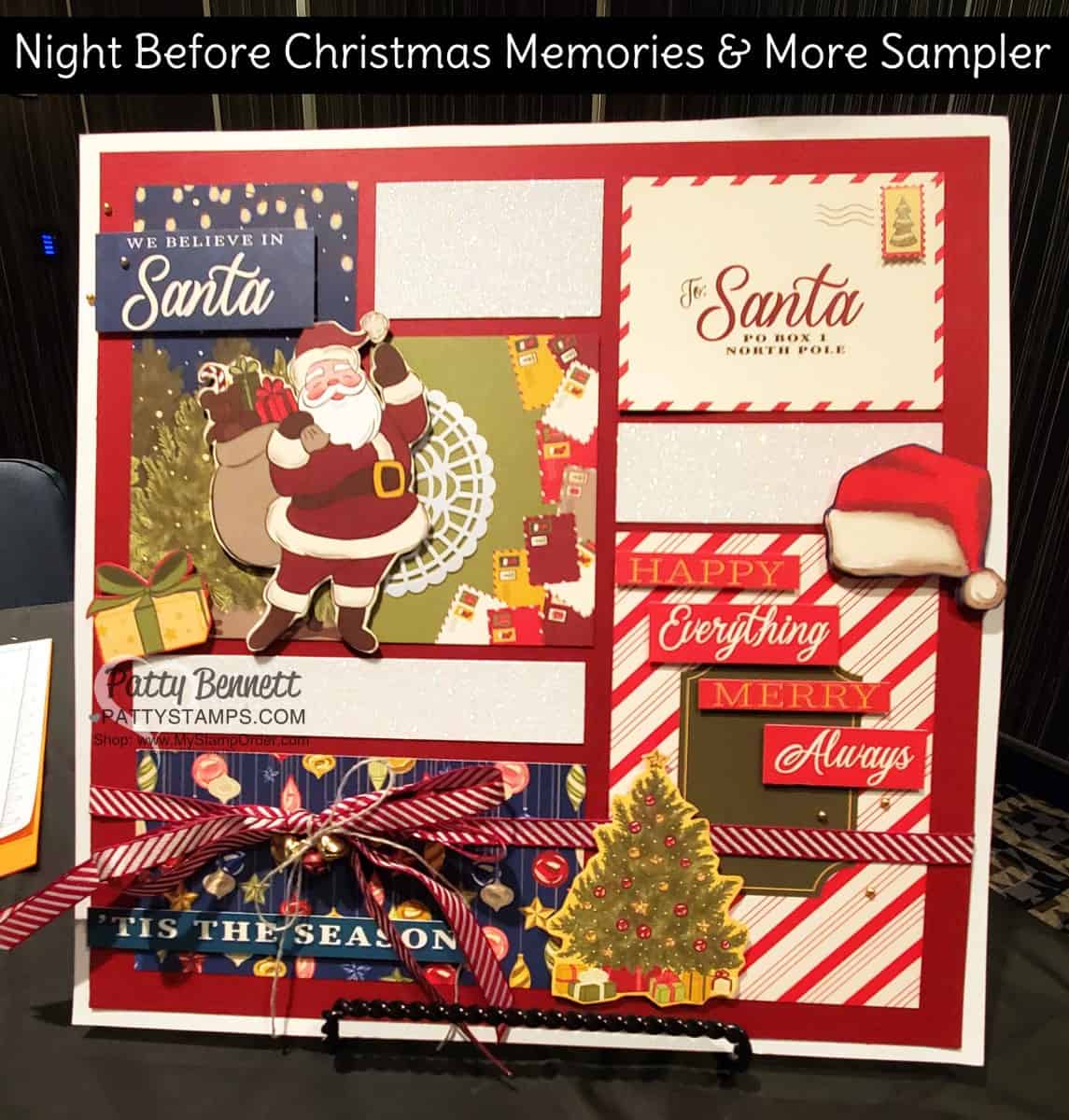 Christmas Home Decor for 12x12 frame: Stampin' UP! Night Before Christmas Memories & More card pack sampler. www.PattyStamps.com