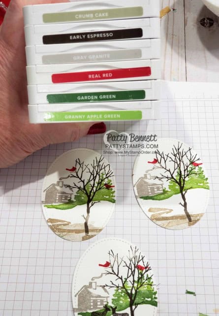 Color Combo for Stampin Up Snow Front stamp set Christmas or Holiday card ideas by Patty Bennett www.PattyStamps.com