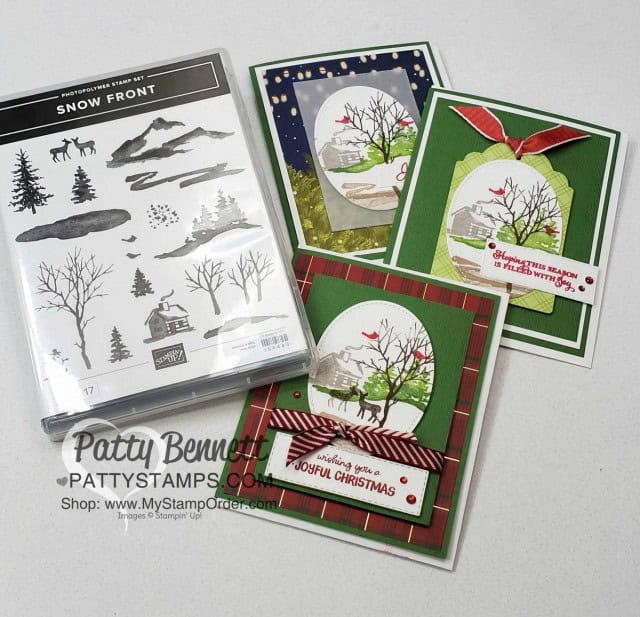 Stampin Up Snow Front stamp set Christmas or Holiday card ideas by Patty Bennett www.PattyStamps.com