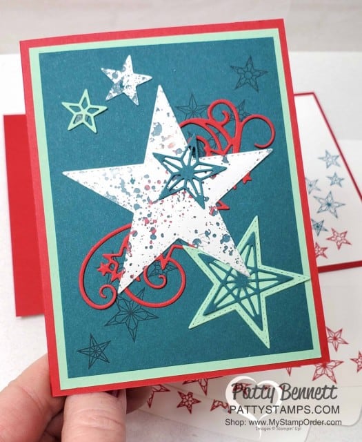 So Many Stars Stampin Up bundle card idea featuring Mercury Glass acetate star. www.PattyStamps.com