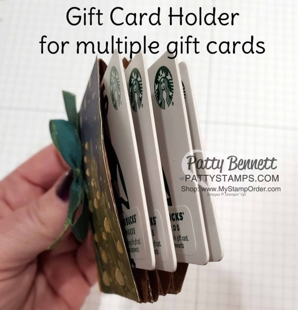 DIY Gift Card Holder made with Stampin' UP! Pillow Boxes and designer paper, by Patty Bennett, www.PattyStamps.com Features Night Before Christmas designer paper.