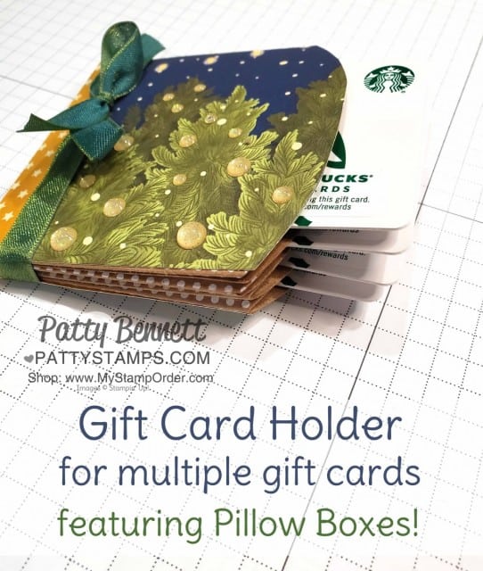 DIY Gift Card Holder made with Stampin' UP! Pillow Boxes and designer paper, by Patty Bennett, www.PattyStamps.com Features Night Before Christmas designer paper.