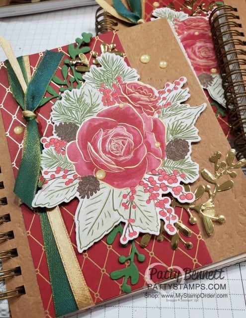 Pressed Petals Gratitude Journal from Stampin Up featuring Christmastime is Here Christmas Rose die cuts and designer paper, by Patty Bennett www.PattyStamps.com