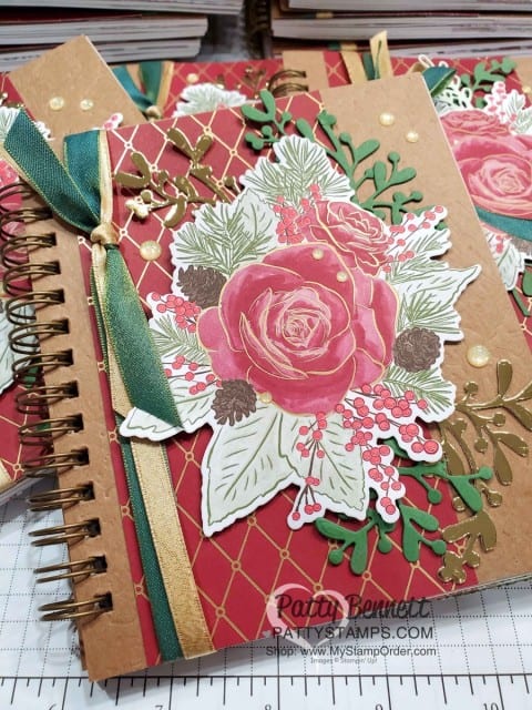 Pressed Petals Gratitude Journal from Stampin Up featuring Christmastime is Here Christmas Rose die cuts and designer paper, by Patty Bennett www.PattyStamps.com
