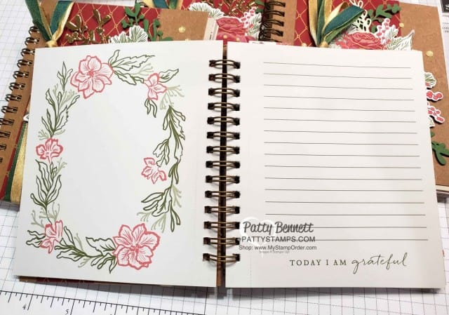 Pressed Petals Gratitude Journal from Stampin Up featuring Christmastime is Here suite, by Patty Bennett www.PattyStamps.com