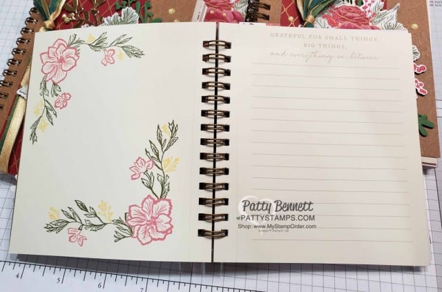 Pressed Petals Gratitude Journal from Stampin Up featuring Christmastime is Here suite, by Patty Bennett www.PattyStamps.com