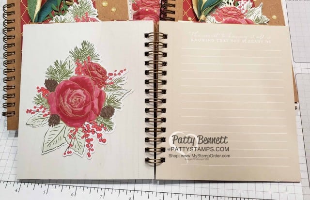 Pressed Petals Gratitude Journal from Stampin Up featuring Christmastime is Here Christmas Rose die cuts and designer paper, by Patty Bennett www.PattyStamps.com