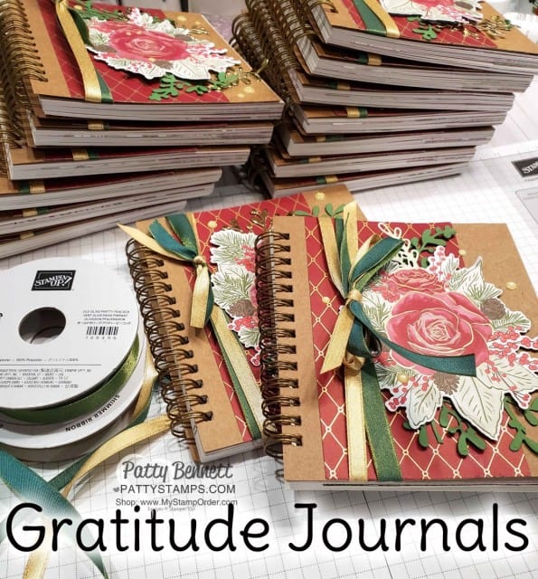 Pressed Petals Gratitude Journal from Stampin Up featuring Christmastime is Here Christmas Rose die cuts and designer paper, by Patty Bennett www.PattyStamps.com