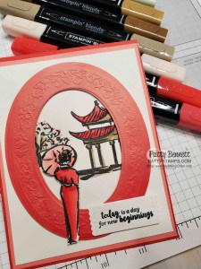 Stampin Up Power Of Hope Sale-a-Bration card idea with Heirloom Frame oval die cut. colored with Stampin Blends by Patty Bennett www.PattyStamps.com