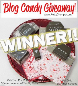 Blog Candy WINNER Stampin Up heart punches and From my Heart DSP. Giveaway from Patty Bennett www.PattyStamps.com