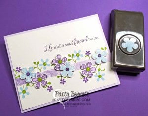 Stampin Up Sale-a-Bration Thoughtful Blooms stamp set and Small Bloom Punch notecard idea by Patty Bennett www.PattyStamps.com
