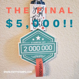 Final $5,000 countdown to the $2million personal Stampin' Up! sales milestone for Patty Bennett , www.PattyStamps.com