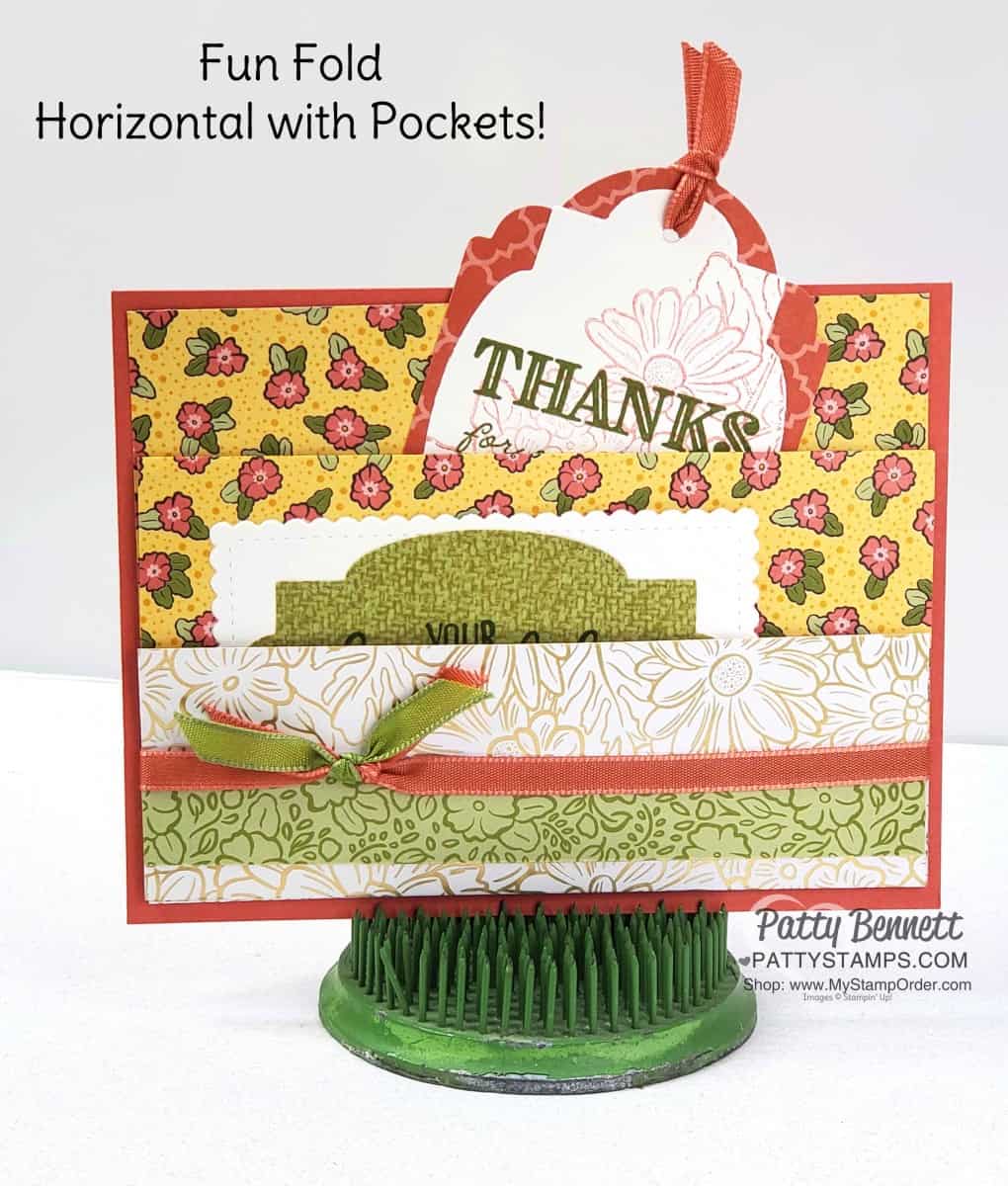 Ornate Garden Fun Fold Card with 2 pockets. Stampin' UP! card making supplies at www.PattyStamps.com