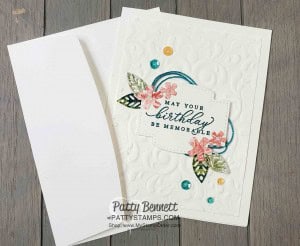 Parisian Flourish embossing folder card idea featuring Tropical Oasis designer paper and In the Tropics dies from Stampin' UP. www.PattyStamps.com