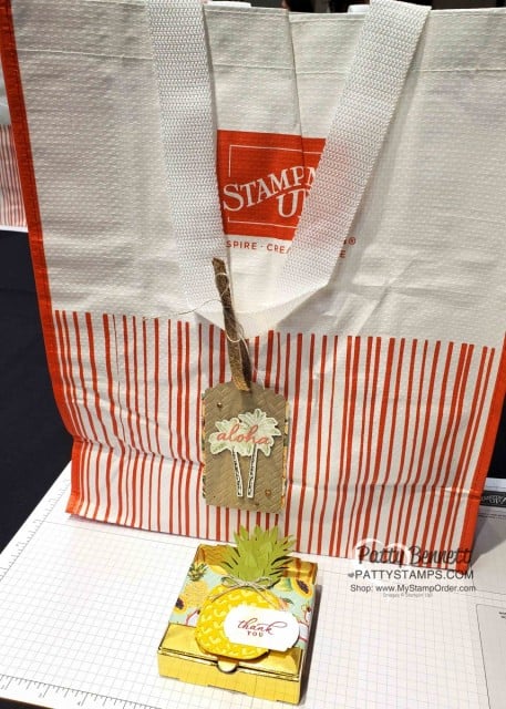 Stampin Up Tropical Oasis Palm Tree and Pineapple party favor ideas! Great for decoration for tropical theme party!  www.PattyStamps.com