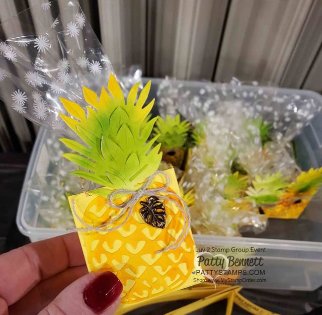 Stampin Up Tropical Oasis Pineapple party favor ideas! Great for decoration for tropical theme party! www.PattyStamps.com