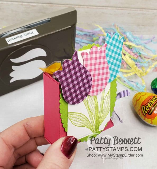 DIY Spring / Easter basket idea featuring Stampin Up Tulip Builder punch and Timeless Tulips stamp set. www.PattyStamps.com