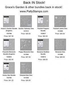Grace's Garden and Poppy dies and bundles now back in stock! Www.PattyStamps.com