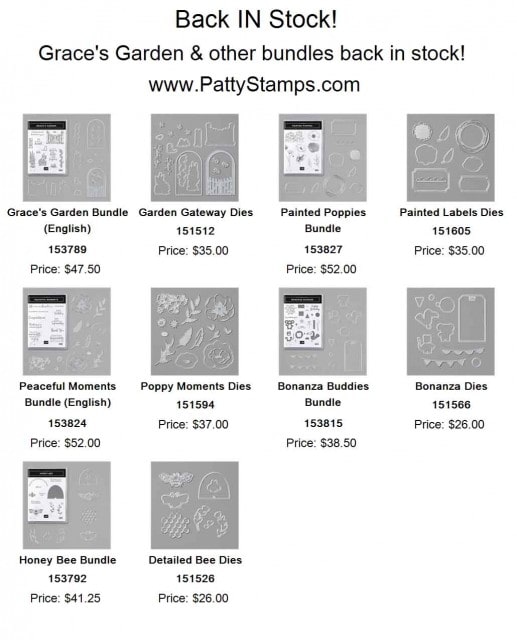 Grace's Garden and Poppy dies and bundles now back in stock! Www.PattyStamps.com
