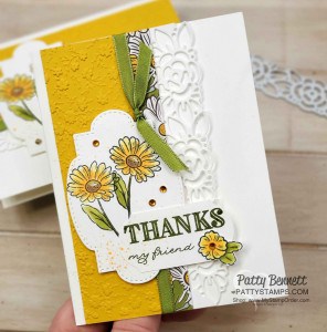 Ornate Borders Dies from Stampin' UP! create gorgeous floral die cut images on handmade cards. Ornate Garden Suite. www.PattyStamps.com