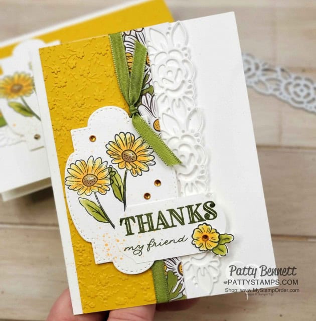 Ornate Borders Dies from Stampin' UP! create gorgeous floral die cut images on handmade cards. Ornate Garden Suite. www.PattyStamps.com