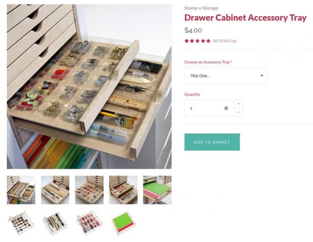 Organize your craft room accessories with Stamp-n-Storage drawer cabinet accessory trays. www.PattyStamps.com
