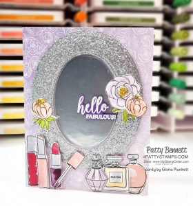 Heirloom Frame mirror card featuring Stampin Up Best Dressed designer paper and Silver foil paper. www.PattyStamps.com