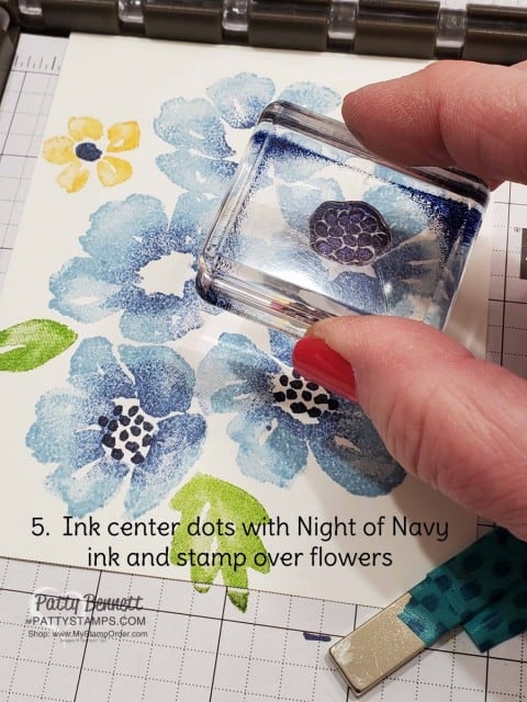 Blossoms in Bloom stamp set from Stampin Up #152684 stamped with the Stamparatus with ink pads and sponge daubers. cards by Patty Bennett www.PattyStamps.com