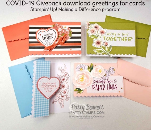 COVID-19 Giveback Stampin' Up! download with digital stamp set is packed with both lighthearted and thoughtful sentiments and imagery relevant to the unique COVID-19 and social distancing situation we are currently in. Create fun cards with the download. Stampin' UP! is donating all proceeds.