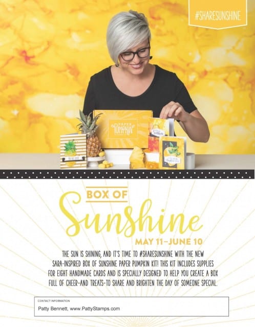 Stampin Up June 2020 Paper Pumpkin crafting kit featuring 8 cards and a giftable box of sunshine to brighten someones day! www.PattyStamps.com