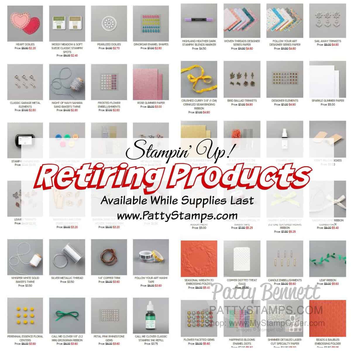 Retiring Stampin' UP! papercrafting and card making products May 2020 www.PattyStamps.com