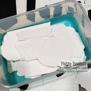 Use Whisper White Scraps and Stampin' UP! label dies to cut lots of labels at once. Keep them in a container, ready to stamps and use! Die Cutting Tip from www.PattyStamps.com
