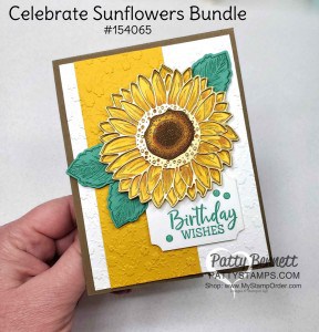 Stampin Up Celebrate Sunflowers bundle card idea colored with Stampin' Blends markers by Patty Bennett www.PattyStamps.com