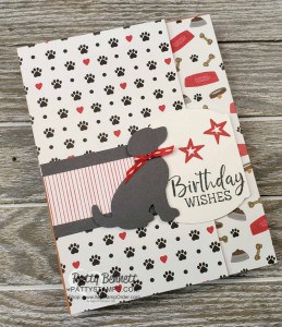 Playful Pets card featuring Stampin' UP! Dog Builder punch, Fancy Phrases set and Playful Pets Trim Combo Pack. www.PattyStamps.com