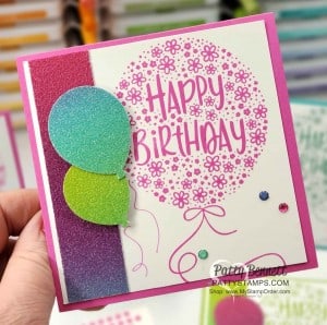 Rainbow Glimmer Paper from Stampin' Up! Create amazing birthday cards featuring Hooray to You stamp set, 2020-2022 In Color Magenta Madness, and the Balloon punch! by Patty Bennett www.PattyStamps.com