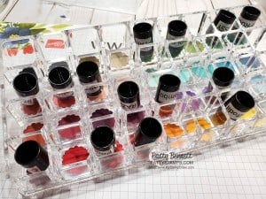 Punched cardstock circles in my Sponge Dauber Organizer! Idea from Patty Bennett for Stampin' Up! sponge daubers. Lipstick caddy works great! www.PattyStamps.com