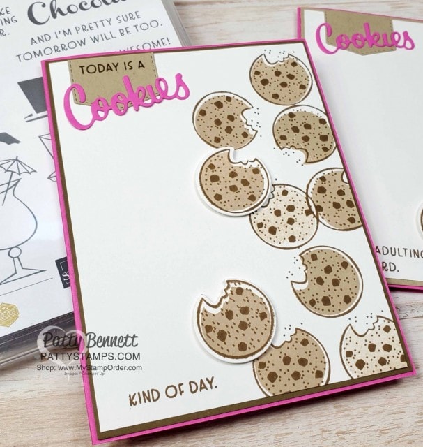 Cute cookie card featuring Nothing's Better than Chocolate Chip Cookies handmade card idea featuring Stampin' UP! bundle #154061. shop Stampin UP online www.PattyStamps.com