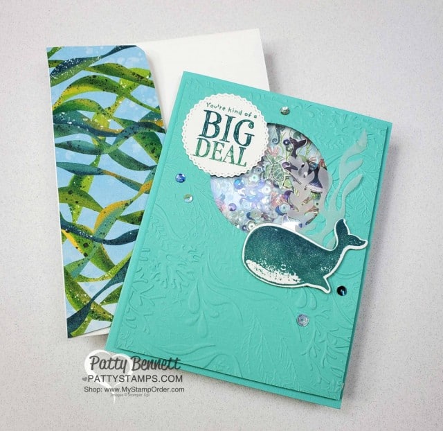 Whale of a Time Suite from Stampin UP: Whale Done bundle includes stamp set and whale punch. Shaker Card Tips www.PattyStamps.com