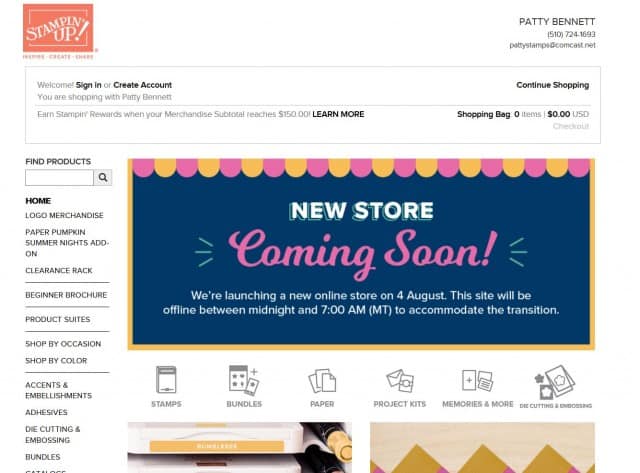 Shop the Stampin' UP! store online for papercrafting and card making supplies, with Patty Bennett, www.PattyStamps.com