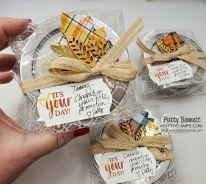 Round Tins from Stampin' Up! great for gift packaging for the holidays. www.PattyStamps.com