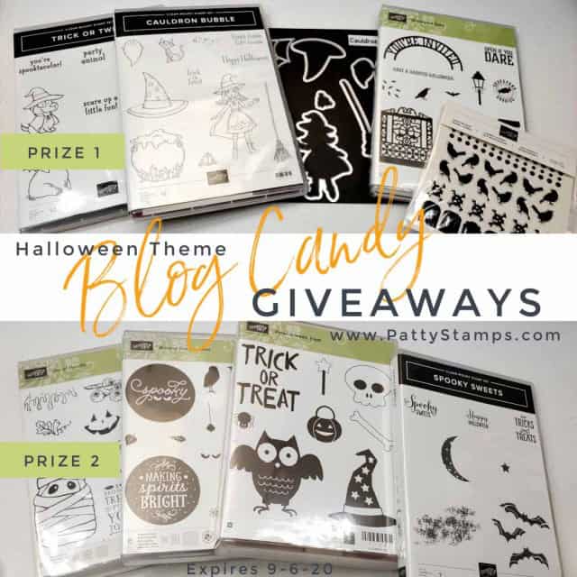 Halloween Theme Blog Candy Giveaway Prizes from Patty Bennett's blog at www.PattyStamps.com Winners announced 9-7-20