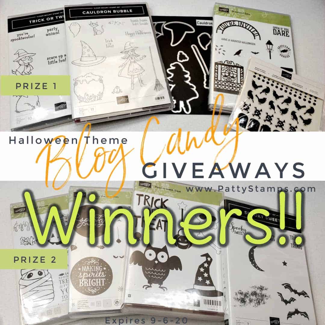 Winners of the Halloween Theme Blog Candy Giveaway Prizes from Patty Bennett's blog at www.PattyStamps.com